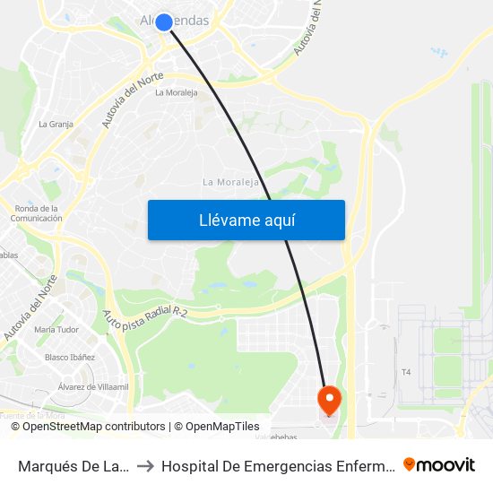 Marqués De La Valdavia to Hospital De Emergencias Enfermera Isabel Zendal map