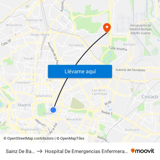 Sainz De Baranda to Hospital De Emergencias Enfermera Isabel Zendal map