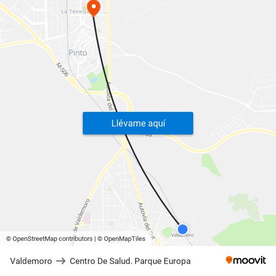 Valdemoro to Centro De Salud. Parque Europa map