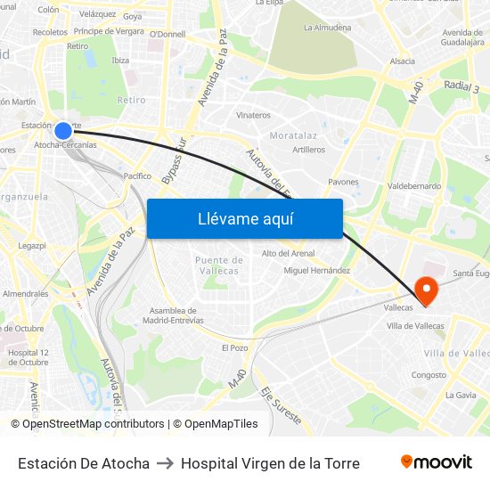Estación De Atocha to Hospital Virgen de la Torre map