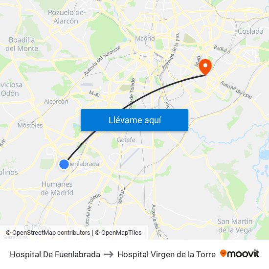 Hospital De Fuenlabrada to Hospital Virgen de la Torre map