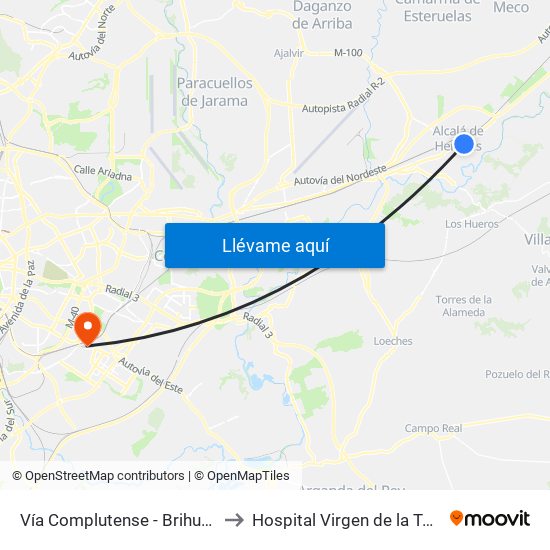 Vía Complutense - Brihuega to Hospital Virgen de la Torre map