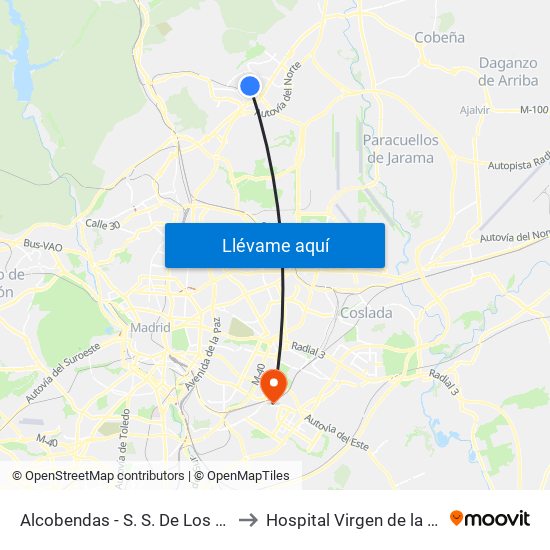Alcobendas - S. S. De Los Reyes to Hospital Virgen de la Torre map