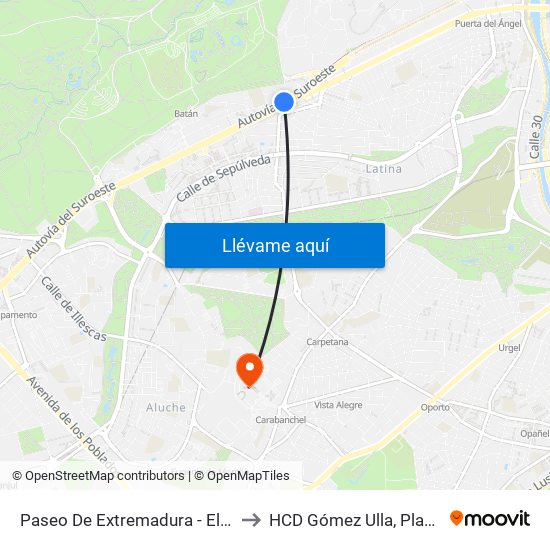 Paseo De Extremadura - El Greco to HCD Gómez Ulla, Planta 14 map