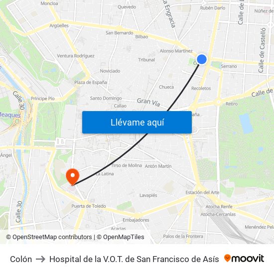 Colón to Hospital de la V.O.T. de San Francisco de Asís map