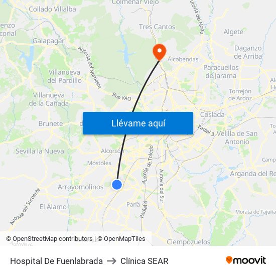 Hospital De Fuenlabrada to Clínica SEAR map