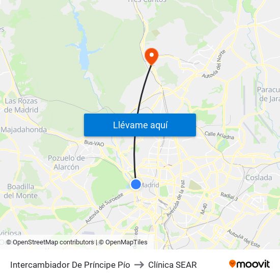 Intercambiador De Príncipe Pío to Clínica SEAR map