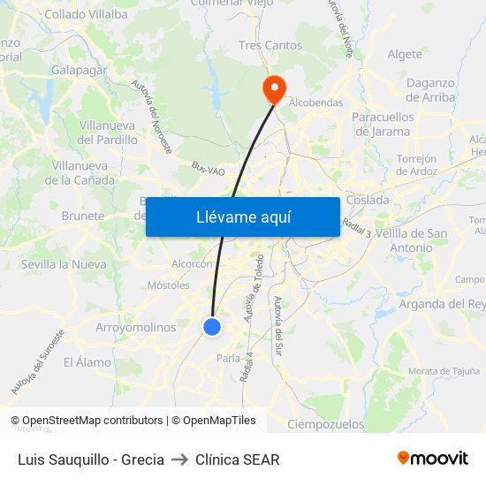 Luis Sauquillo - Grecia to Clínica SEAR map