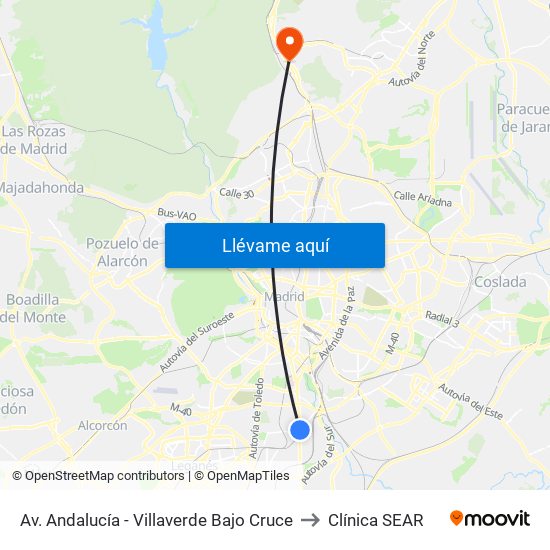 Av. Andalucía - Villaverde Bajo Cruce to Clínica SEAR map