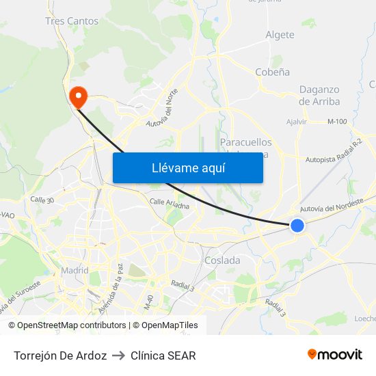 Torrejón De Ardoz to Clínica SEAR map