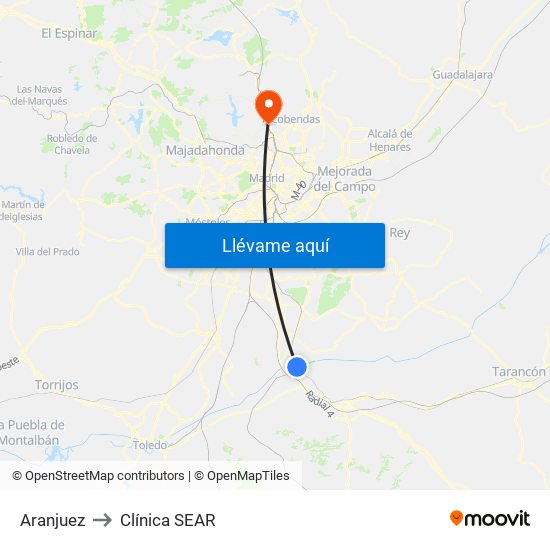 Aranjuez to Clínica SEAR map