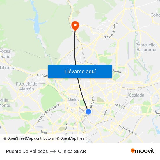 Puente De Vallecas to Clínica SEAR map