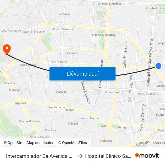 Intercambiador De Avenida De América to Hospital Clínico San Carlos map