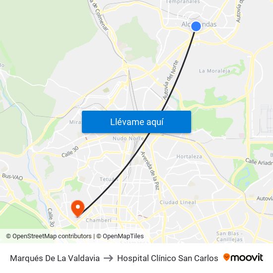 Marqués De La Valdavia to Hospital Clínico San Carlos map