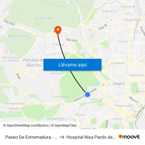 Paseo De Extremadura - El Greco to Hospital Nisa Pardo de Aravaca map