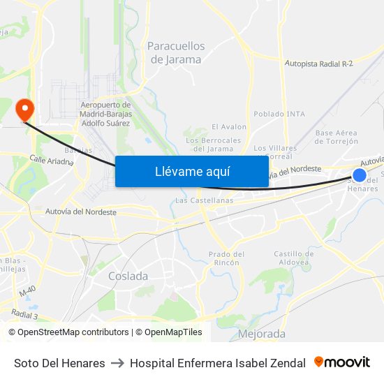Soto Del Henares to Hospital Enfermera Isabel Zendal map