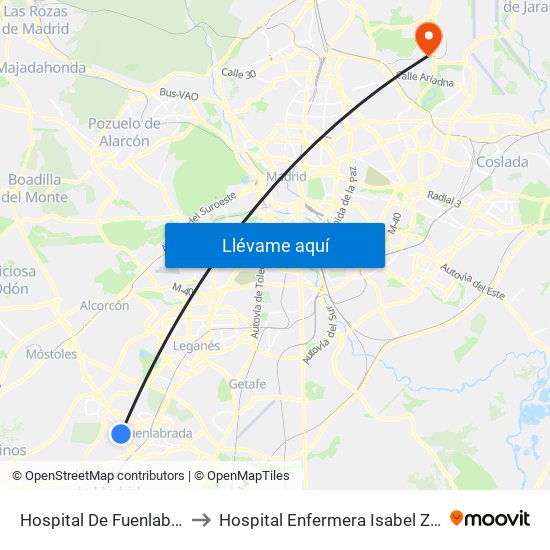 Hospital De Fuenlabrada to Hospital Enfermera Isabel Zendal map