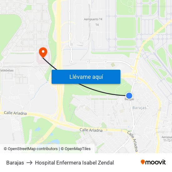 Barajas to Hospital Enfermera Isabel Zendal map