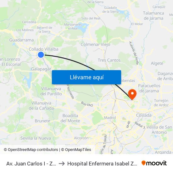 Av. Juan Carlos I - Zoco to Hospital Enfermera Isabel Zendal map