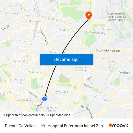 Puente De Vallecas to Hospital Enfermera Isabel Zendal map