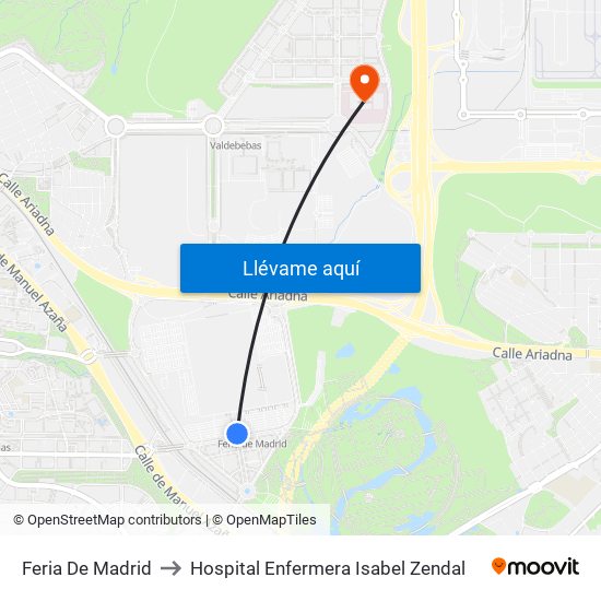 Feria De Madrid to Hospital Enfermera Isabel Zendal map