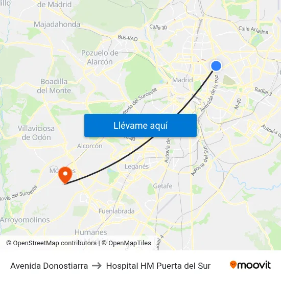 Avenida Donostiarra to Hospital HM Puerta del Sur map