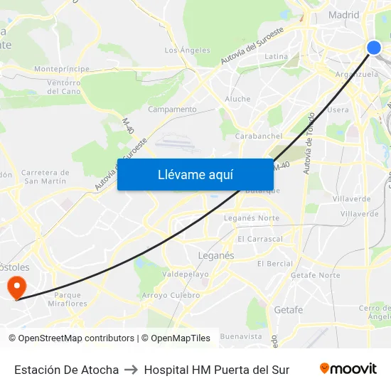 Estación De Atocha to Hospital HM Puerta del Sur map