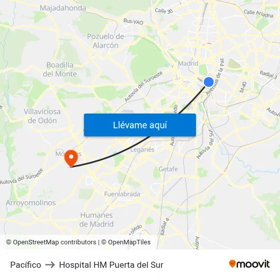 Pacífico to Hospital HM Puerta del Sur map