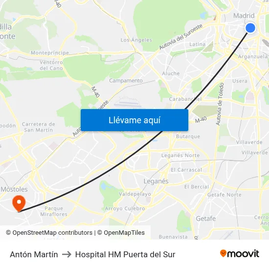Antón Martín to Hospital HM Puerta del Sur map