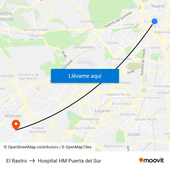 El Rastro to Hospital HM Puerta del Sur map