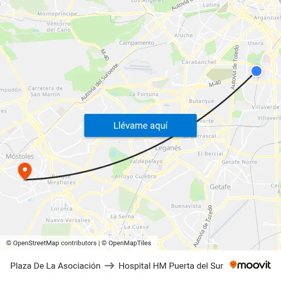 Plaza De La Asociación to Hospital HM Puerta del Sur map