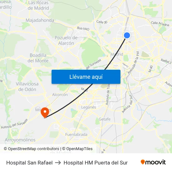 Hospital San Rafael to Hospital HM Puerta del Sur map
