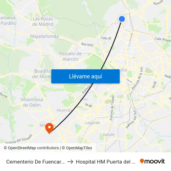 Cementerio De Fuencarral to Hospital HM Puerta del Sur map