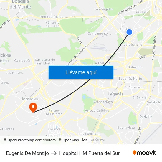 Eugenia De Montijo to Hospital HM Puerta del Sur map