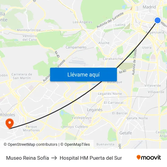 Museo Reina Sofía to Hospital HM Puerta del Sur map