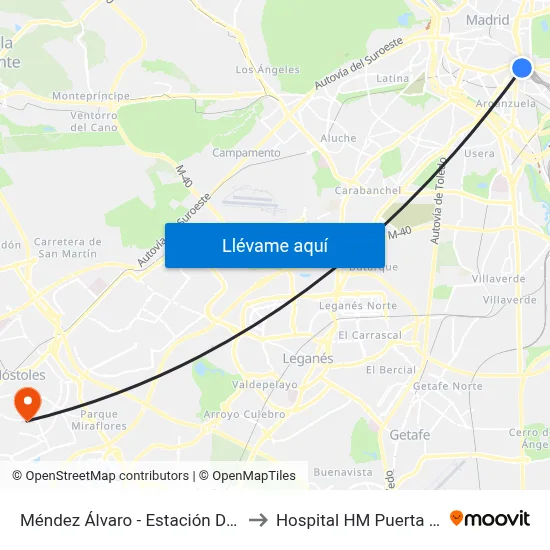 Méndez Álvaro - Estación De Atocha to Hospital HM Puerta del Sur map
