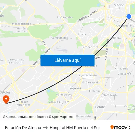 Estación De Atocha to Hospital HM Puerta del Sur map