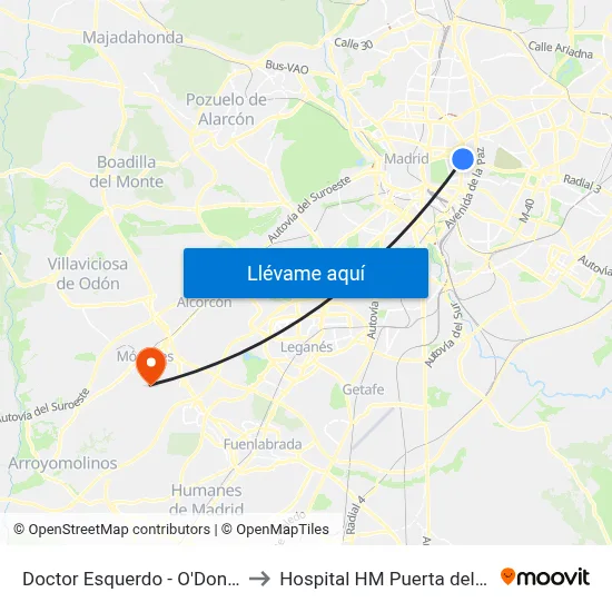 Doctor Esquerdo - O'Donnell to Hospital HM Puerta del Sur map