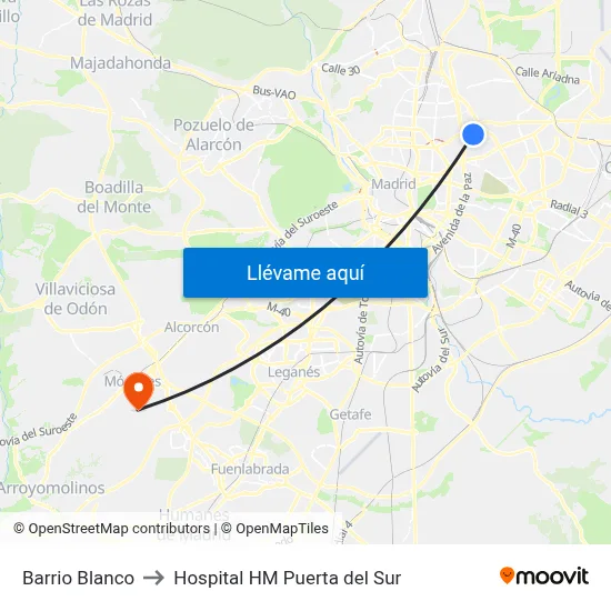 Barrio Blanco to Hospital HM Puerta del Sur map