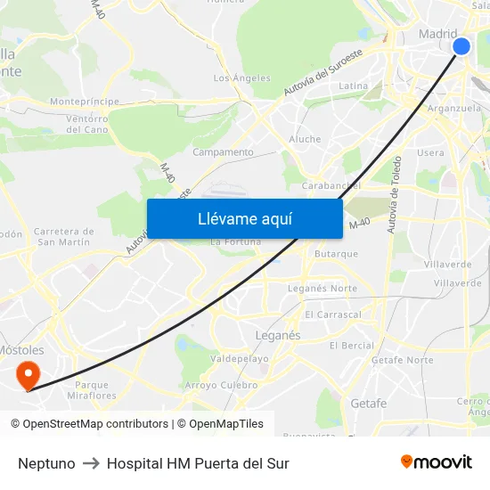 Neptuno to Hospital HM Puerta del Sur map