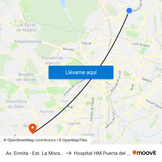 Av. Ermita - Est. La Moraleja to Hospital HM Puerta del Sur map