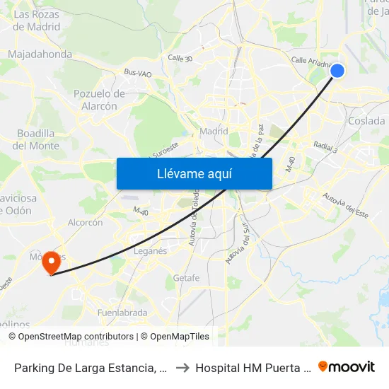 Parking De Larga Estancia, T1-T2-T3 to Hospital HM Puerta del Sur map