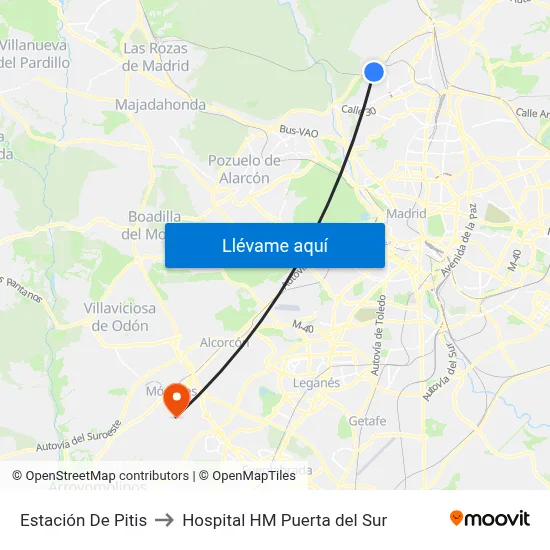 Estación De Pitis to Hospital HM Puerta del Sur map