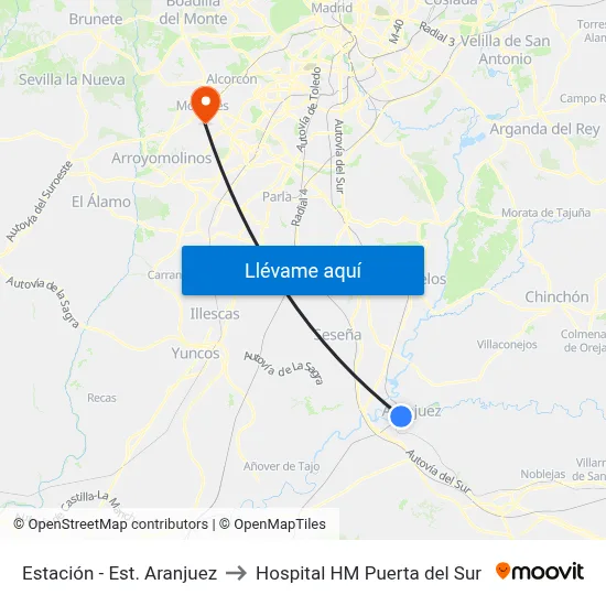 Estación - Est. Aranjuez to Hospital HM Puerta del Sur map