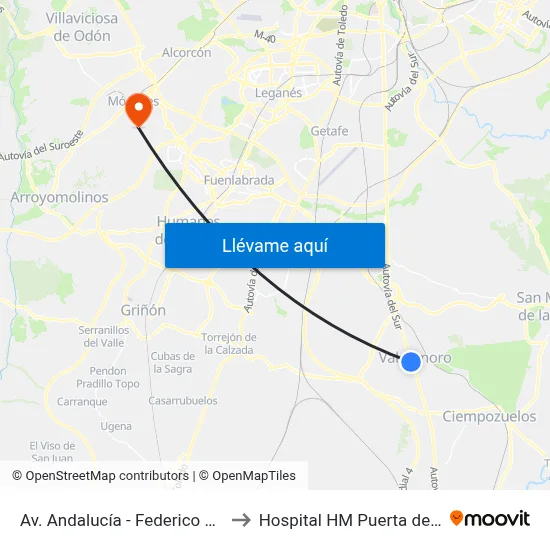 Av. Andalucía - Federico Marín to Hospital HM Puerta del Sur map