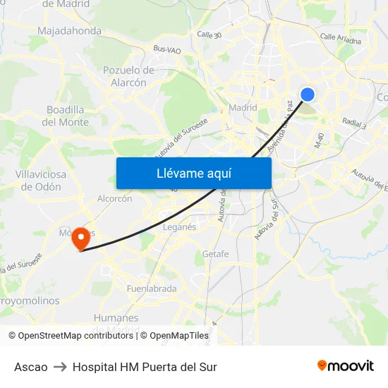 Ascao to Hospital HM Puerta del Sur map