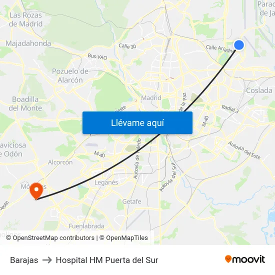 Barajas to Hospital HM Puerta del Sur map