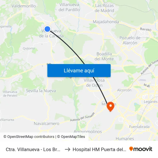 Ctra. Villanueva - Los Brezos to Hospital HM Puerta del Sur map