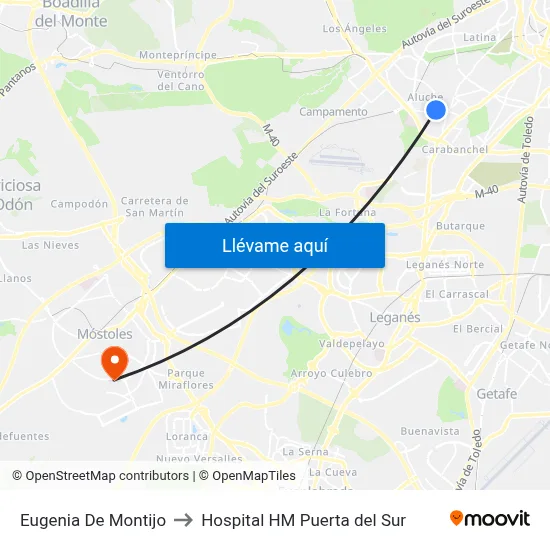 Eugenia De Montijo to Hospital HM Puerta del Sur map