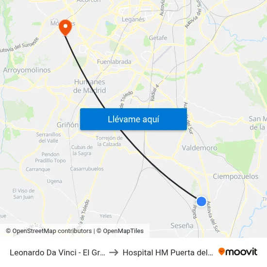Leonardo Da Vinci - El Greco to Hospital HM Puerta del Sur map